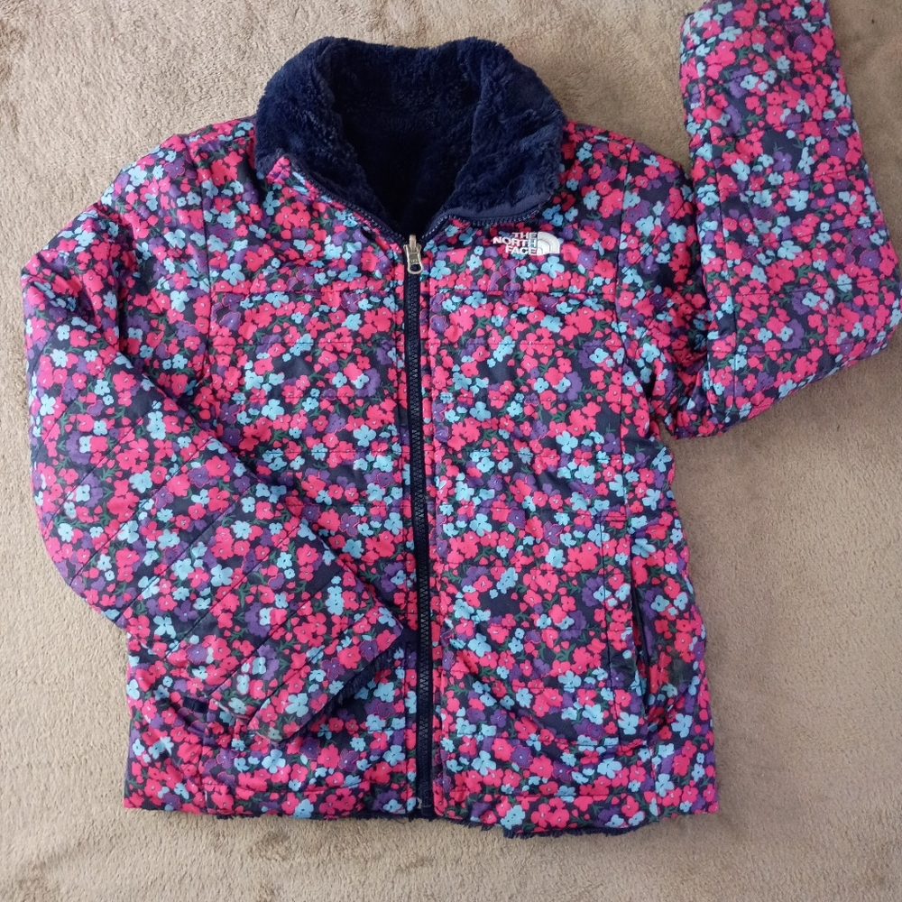 The North Face Kids Floral Puffer Jacket - Pink and Blue